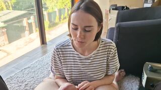 Waited a month for a blowjob, filled a cutie with cum with a bob