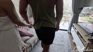 Ceating blonde wife fucked hard after watching a movie