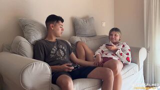 My stepsister won't let me finish a video game until I fuck her first