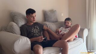 My stepsister won't let me finish a video game until I fuck her first