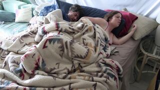 Stepson gets up with stepmom in the bed and fucks the wrong hole