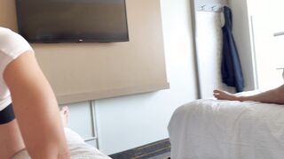 Wife bed hopping between two guys and getting huge double creampie / Sloppy seconds