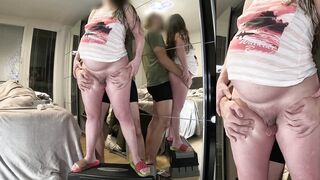 9th month big belly standing fuck with horny GF