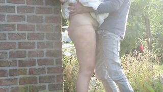 Fuck stood up outside in the sun with cars passing by